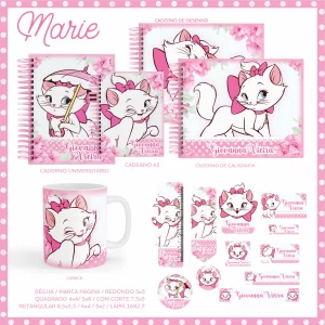 Arquivo Etiqueta Escolar Gatinha Marie para imprimir – etiquetas escolares personalizadas com tema Gatinha Marie.