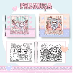 Livro de colorir bicho-preguiça em PDF, desenhos fofos para imprimir