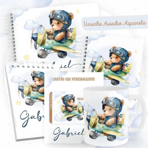 Caderneta Ursinho Aviador Para Imprimir