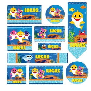 Etiqueta Escolar Baby Shark Para Imprimir – etiquetas escolares para material personalizadas com tema Baby Shark.