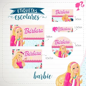 Etiqueta Escolar Barbie Studio e PDF para imprimir – etiquetas escolares para material personalizadas com tema Barbie.