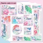 Etiqueta Escolar Fundo Do Mar Menina