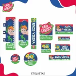 Etiqueta Escolar Gato Galactico Png e Pdf