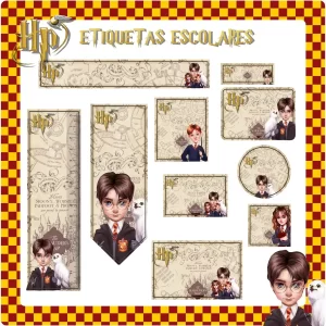 Etiqueta Escolar Harry Potter Silhouette Studio para imprimir – etiquetas escolares para material personalizadas com tema Harry Potter.