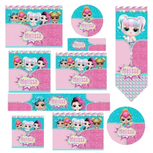 Etiqueta Escolar LOL Surprise Studio e PDF para imprimir – etiquetas escolares para material personalizadas com tema LOL Surprise.