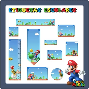 Etiqueta Escolar Mario Bros para imprimir – etiquetas escolares personalizadas com tema Mario Bros.