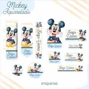 Etiqueta Escolar Mickey para imprimir PDF e PNG – etiquetas escolares para material personalizadas com tema Mickey.