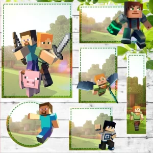 Etiqueta Escolar Minecraft Silhouette Studio para imprimir – etiquetas escolares para material personalizadas com tema Minecraft.