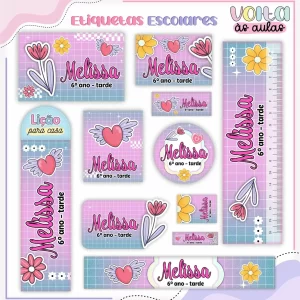 Etiqueta Escolar Mocinha – personalize cadernos, livros e estojos com adesivos delicados, fofos e cheios de estilo.