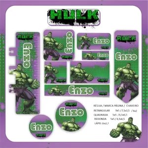 Etiqueta Escolar Personalizada Hulk para imprimir – etiquetas escolares com tema do herói Hulk.