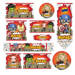 Etiqueta Escolar Personalizada Vingadores para imprimir – etiquetas escolares com super-heróis da Marvel.