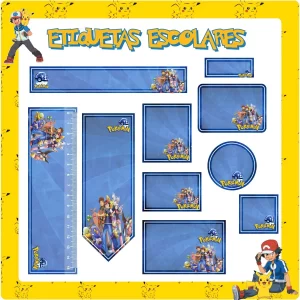 Etiqueta Escolar Pokémon Silhouette Studio para imprimir – etiquetas escolares para material personalizadas com tema Pokémon.