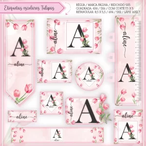 Etiqueta Escolar Rosa para imprimir – etiquetas escolares personalizadas em tom rosa.