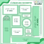 Etiqueta Escolar Verde Agua Para Imprimir