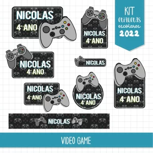 Etiqueta Escolar Video Game Silhouette Studio para imprimir – etiquetas escolares para material personalizadas com tema gamer.