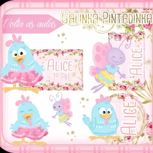 Etiqueta Galinha Pintadinha Silhouette Studio para imprimir – etiquetas escolares para material personalizadas com tema Galinha Pintadinha.