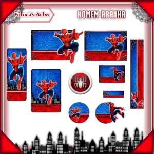 Etiqueta Escolar Homem-Aranha para imprimir – etiquetas escolares personalizadas com tema do herói Homem-Aranha.