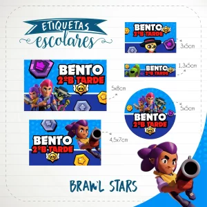 Etiquetas Escolares Brawl Stars para imprimir – etiquetas escolares personalizadas com tema Brawl Stars.