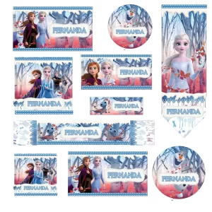 Etiquetas Escolares Frozen para editar e imprimir – etiquetas escolares personalizadas com tema Frozen.