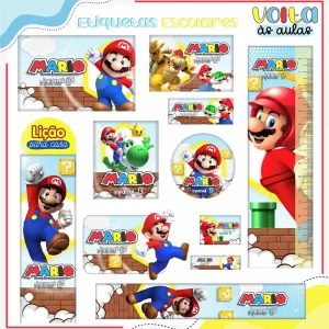 Etiquetas Personalizadas Mario Bros para imprimir – etiquetas escolares divertidas com o tema do famoso encanador.