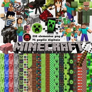 Kit Digital Scrapbook e Cliparts Minecraft