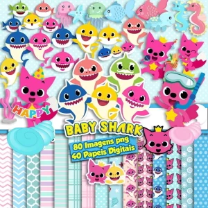 Kit Scrapbook e Cliparts Baby Shark