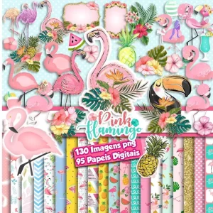 Kit Scrapbook e Cliparts Flamingo