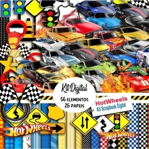 Kit Scrapbook e Cliparts Hot Wheels