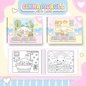Livro de colorir Cinnamoroll para imprimir, desenhos fofos do personagem