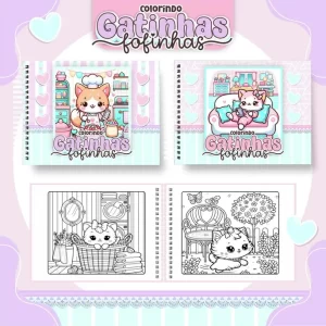 Livro de Colorir Pintar Gatinhas Fofinhas