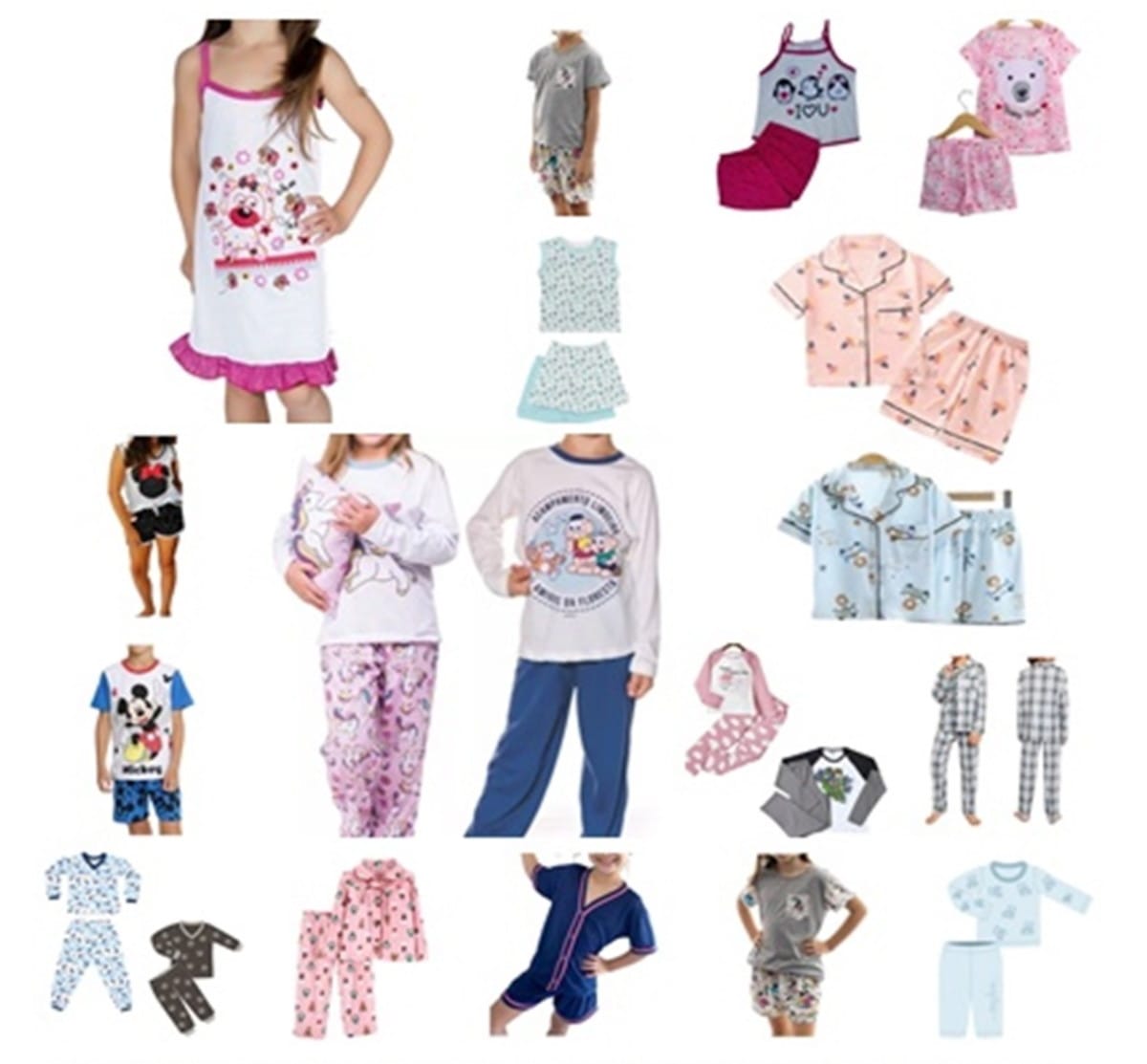 Moldes Pijamas Infantil Curto e Longo