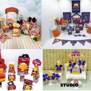 Kit digital Boteco com quatro arquivos de corte para festas temáticas.