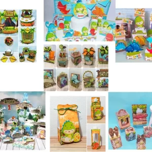 Kit digital Dinossauro com sete arquivos de corte exclusivos para impressão e montagem.