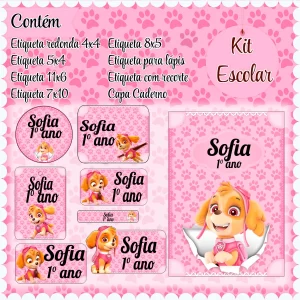 Etiqueta Escolar Skye Patrulha Canina para imprimir – etiquetas escolares personalizadas com tema Skye da Patrulha Canina.