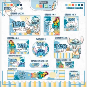 Volta às Aulas Etiqueta Escolar Stitch para imprimir – etiquetas escolares para material personalizadas com tema Stitch.