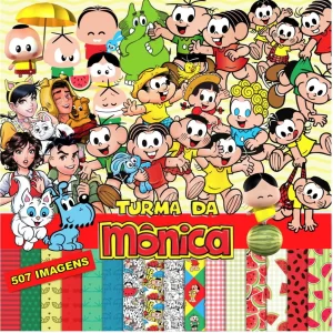 Scrapbook e cliparts Turma da Mônica – papel digital em PNG sem fundo para projetos criativos.