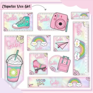 Arquivo Etiquetas Escolares Para Menina para imprimir – etiquetas escolares personalizadas e delicadas para material escolar feminino.