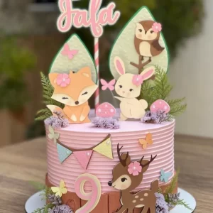 Topo de Bolo Bosque Raposinha Silhouette Studio para decoração de aniversário infantil