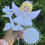 Topo de Bolo Anjinha Batizado Silhouette Studio