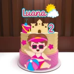 Topo de Bolo Menina Praia Silhouette Studio