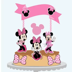 Topo de Bolo Minnie Rosa Silhouette Studio para festa infantil temática