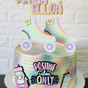 Topo de Bolo Patins Silhouette Studio para festa infantil temática