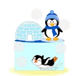 Topo de Bolo Pinguim Silhouette Studio