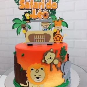 Topo de Bolo Safari Aquarela Silhouette Studio para festa infantil temática