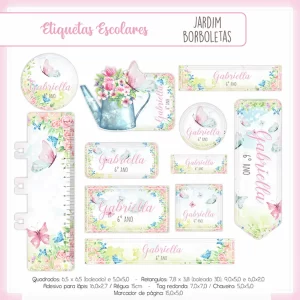 Volta às Aulas Etiquetas Tema Jardim para imprimir – etiquetas escolares personalizadas com tema jardim e natureza.