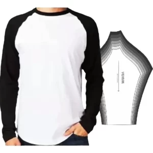 Molde digital camiseta raglan manga curta e longa, gabarito de costura para imprimir em PDF