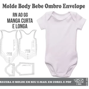 Molde Body Envelope Bebê Manga Longa e Curta