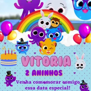 Convite Virtual Animado Bolofofos em Vídeo MP4 – convite digital divertido e colorido com os personagens Bolofofos, ideal para festas infantis animadas.