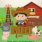 Convite Virtual Animado Fazendinha Menino