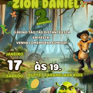 Convite Animado Shrek em Vídeo MP4 – convite digital divertido e temático inspirado no ogro mais querido do cinema, ideal para festas infantis.